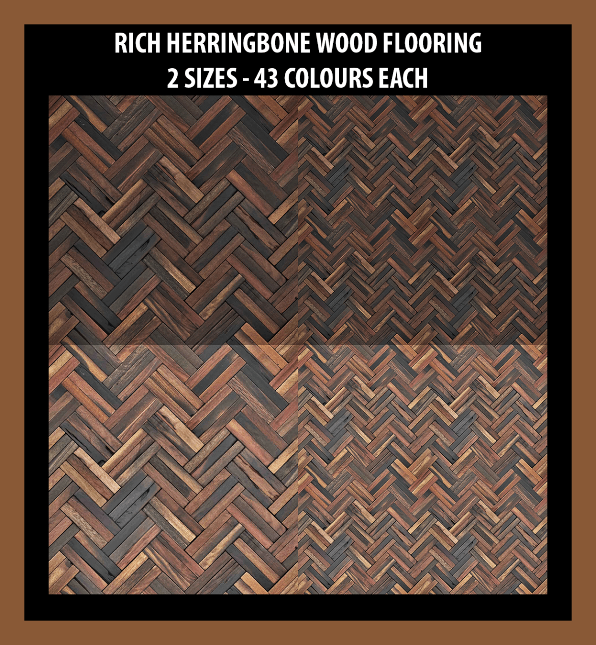 The Sims 4 Rich Herringbone Wood Floors – 2 Sizes – 43 Colours Each