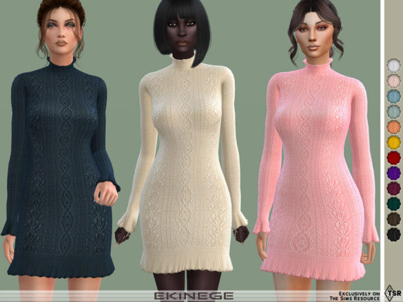 The Sims 4 Ruffle Trim Knit Sweater Dress by ekinege