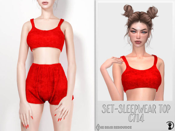 The Sims 4 Set-Sleepwear Top C714 by turksimmer