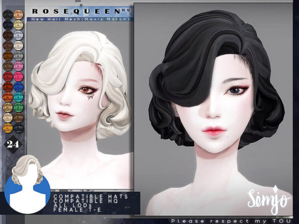 The Sims 4 TS4 Female Hairstyle RoseQueen by KIMSimjo