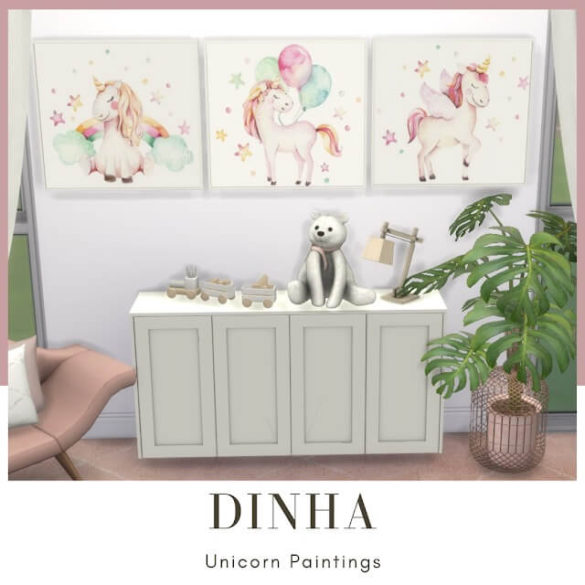 The Sims 4 Unicorn Paintings at Dinha Gamer