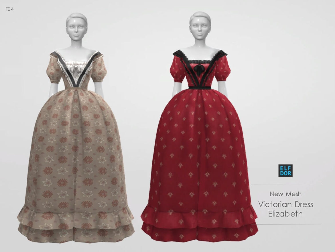 The Sims 4 Victorian Dress Elizabeth at Elfdor Sims
