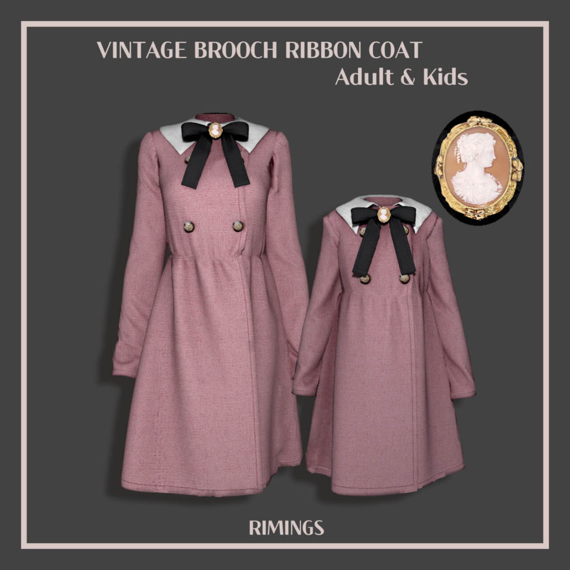 The Sims 4 Vintage Brooch Ribbon Coat at RIMINGs