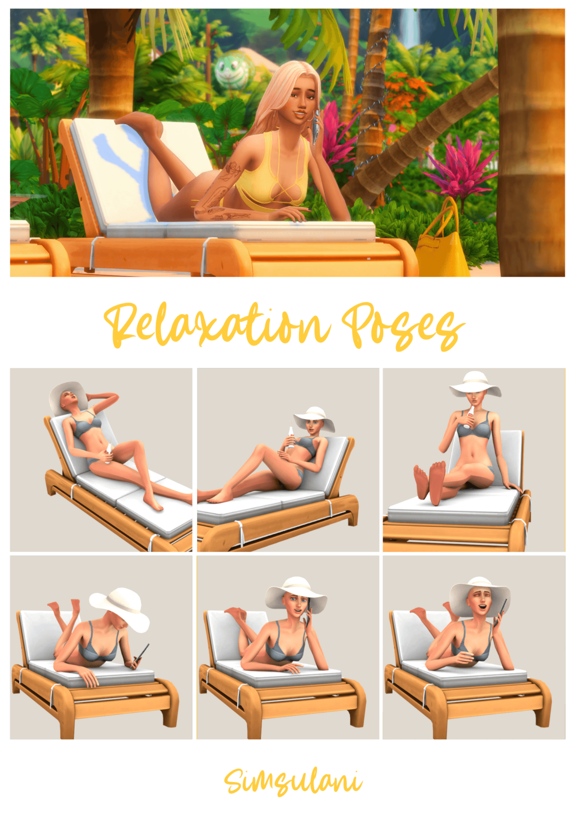 The Sims 4 211 pose pack relaxation poses 6 poses