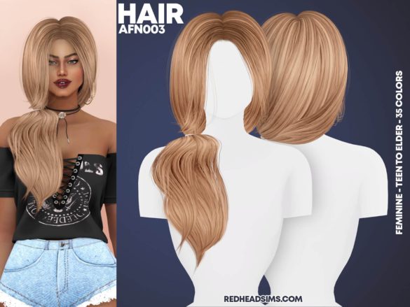 The Sims 4 AF HAIR N003 at REDHEADSIMS