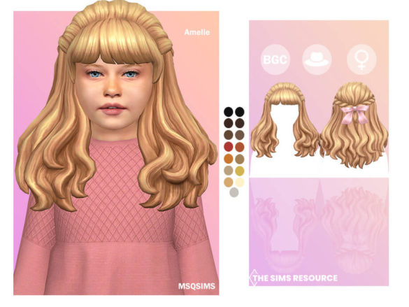 The Sims 4 Amelie Hair KIDS by MSQSIMS at TSR