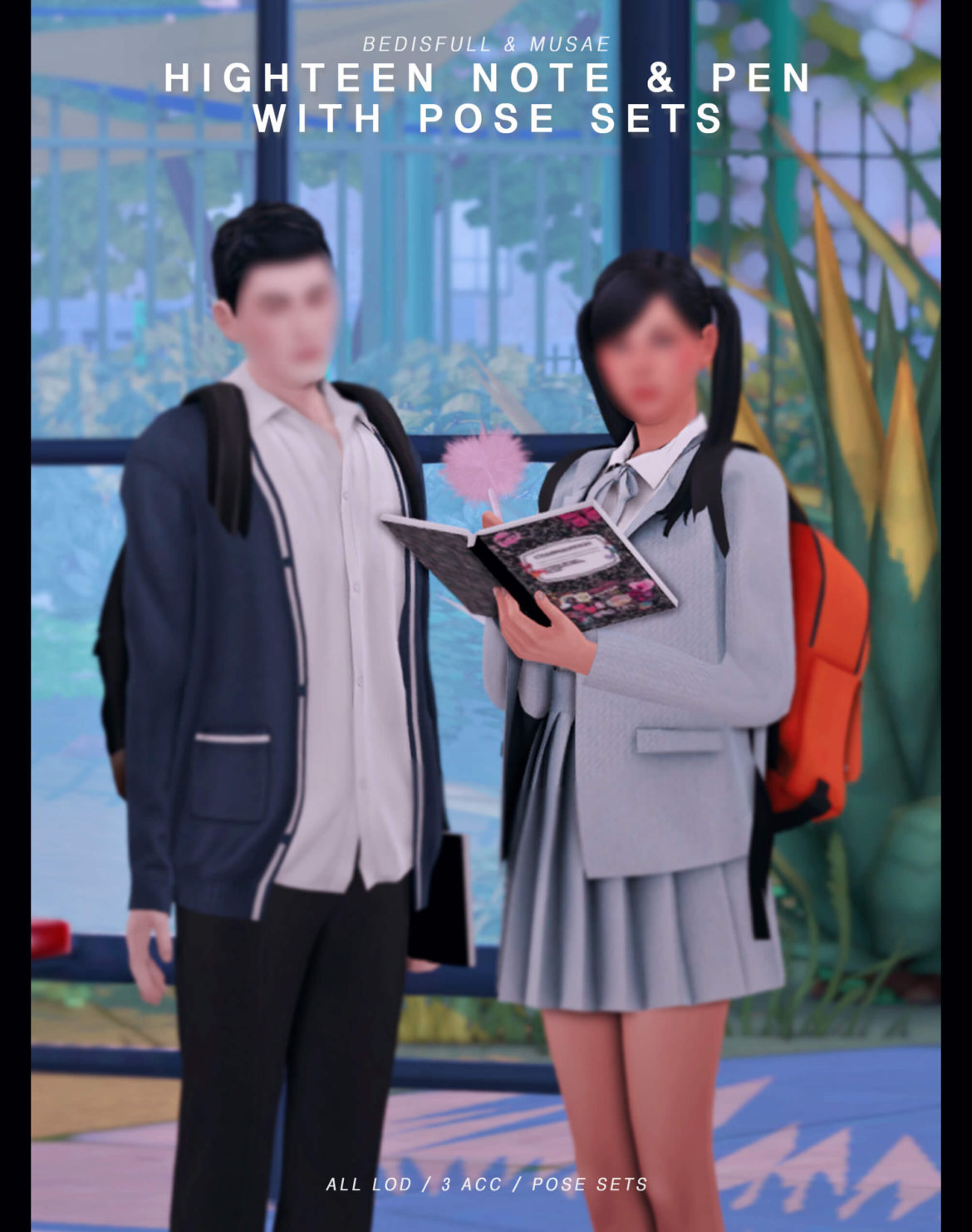 bedmusaehighteen note and pen with pose sets