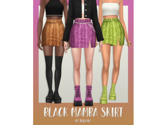 The Sims 4 Black Mamba Skirt by Trillyke