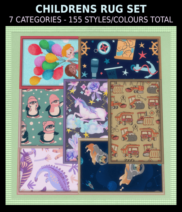 Childrens Rugs – 7 Categories – 155 Rugs Total