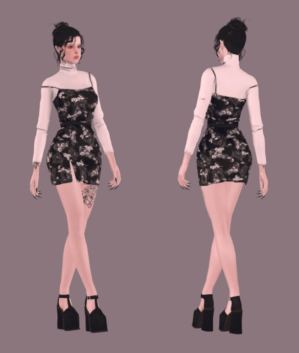The Sims 4 cw dragon print dress