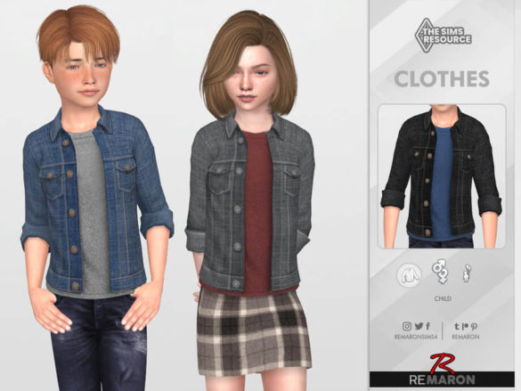 The Sims 4 Denim Jacket 01 for kids by remaron