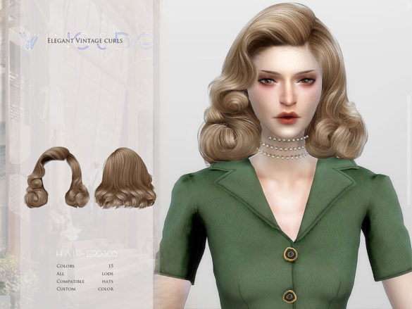 The Sims 4 Elegant Vintage curls Hair by wingssims