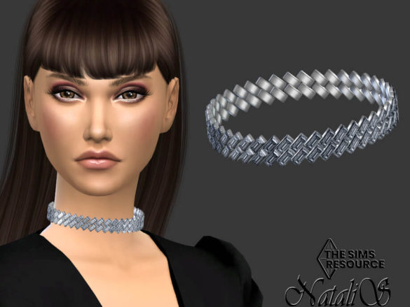 The Sims 4 Emerald cut gem link choker by NataliS
