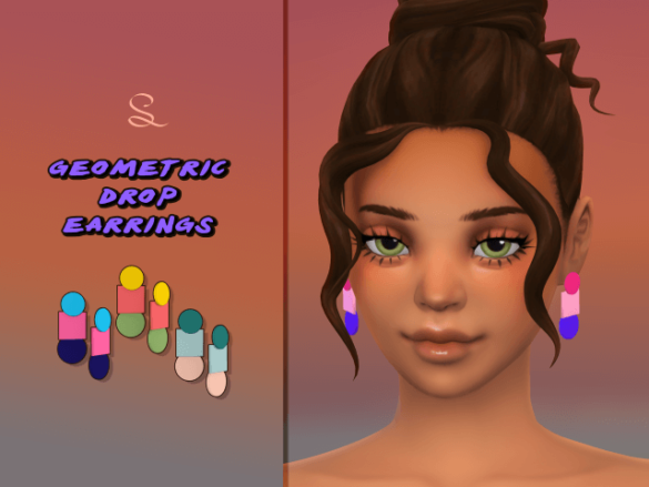 The Sims 4 geometric drop earrings