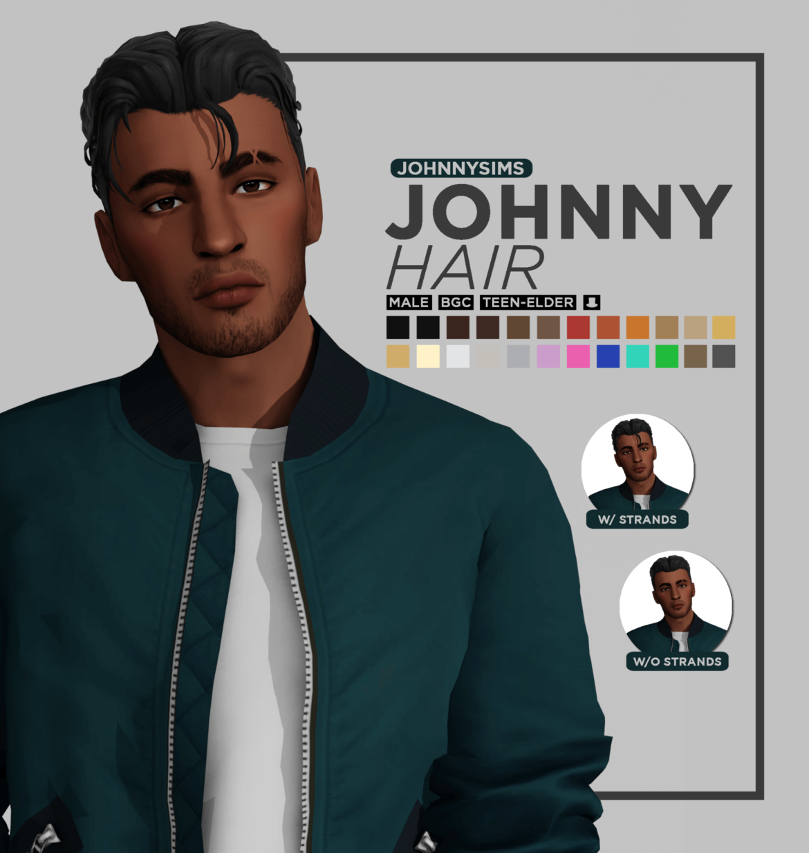 The Sims 4 johnny hair base game compatible