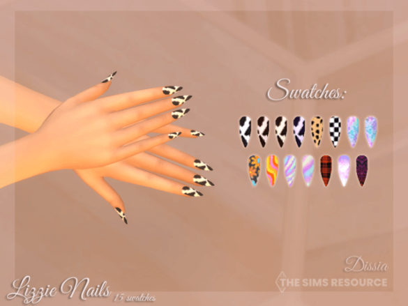 The Sims 4 lizzie nails 15 swatches base game