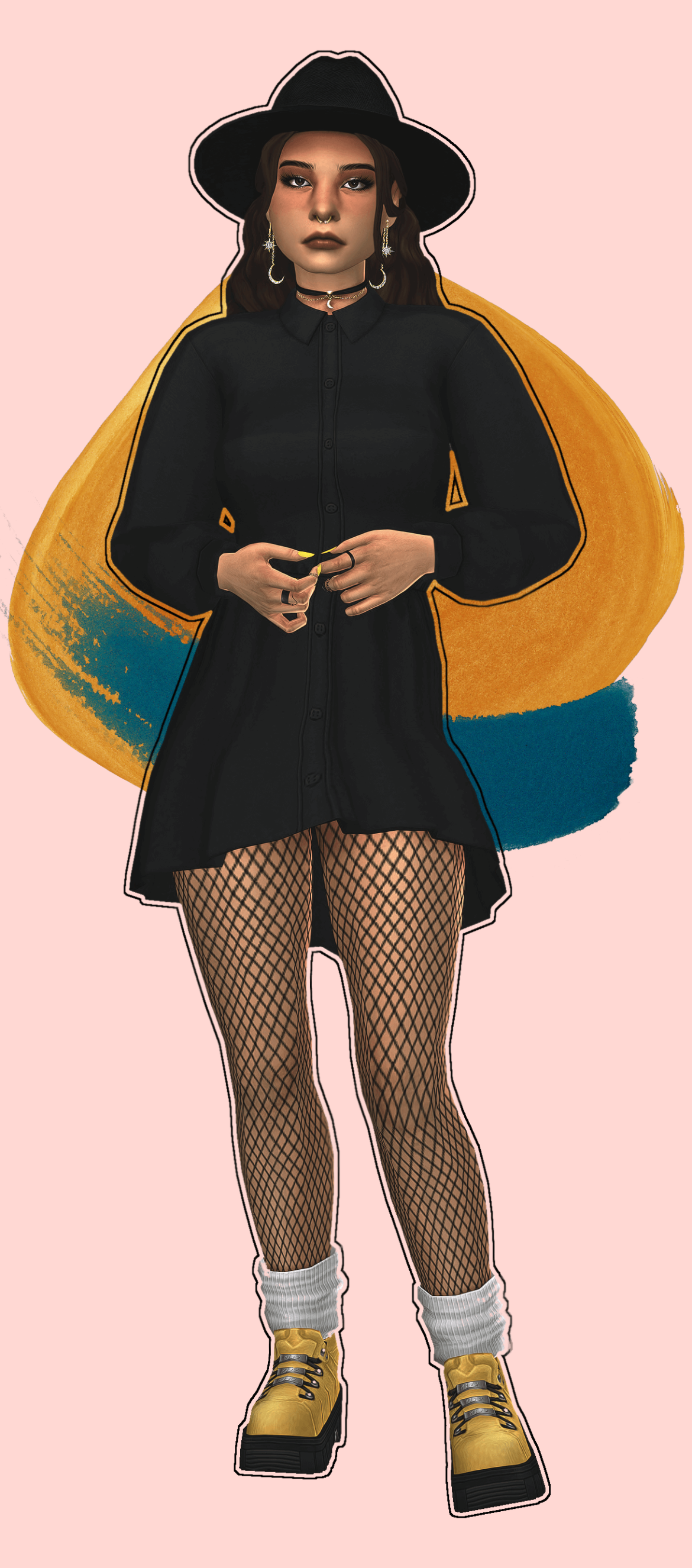 The Sims 4 lookbook 4 dress agatha fishnets socks