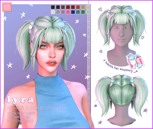 The Sims 4 Lyra AF Hair & Hat Accessory