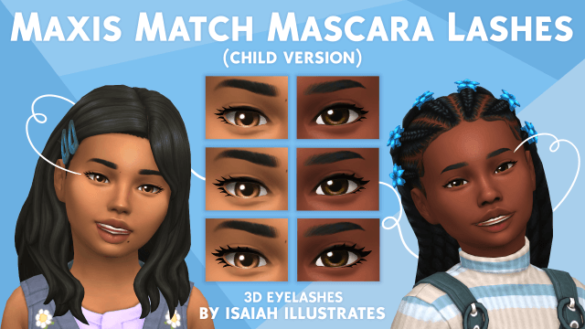maxis match mascara 3d eyelashes child version