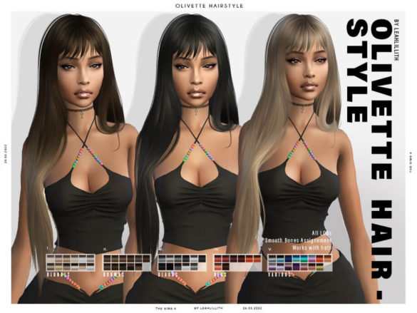 The Sims 4 Olivette Hair by Leah Lillith