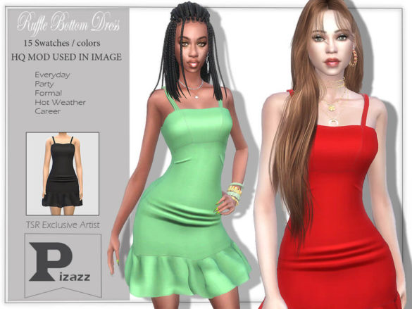 The Sims 4 Ruffle Bottom Dress by pizazz
