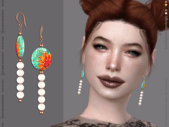 The Sims 4 Sunflower earrings by sugar owl at TSR