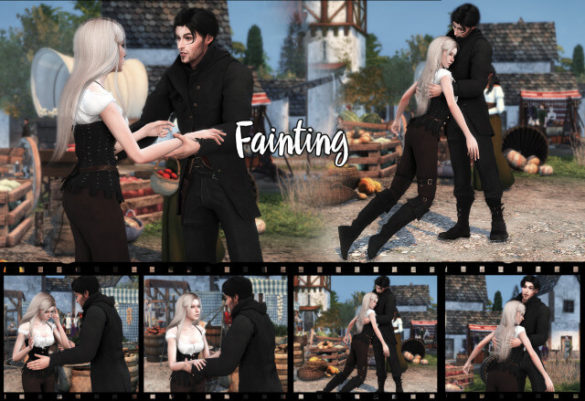 The Sims 4 tv fainting 3 couple poses + 1 pose male