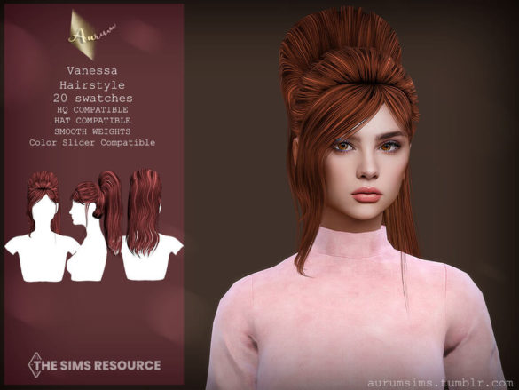 The Sims 4 Vanessa High Ponytail Hair by AurumMusik