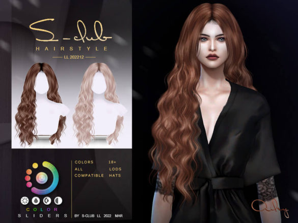 The Sims 4 Wavy Long hair (Ailey II) by S-Club TSR