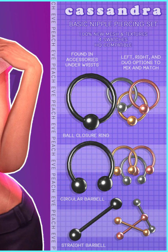 Sims 4 Cassandra Basic piercing set