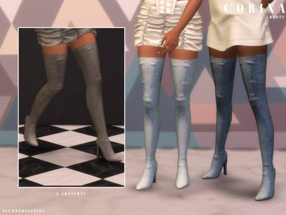 The Sims 4 corina boots denim thigh high boots