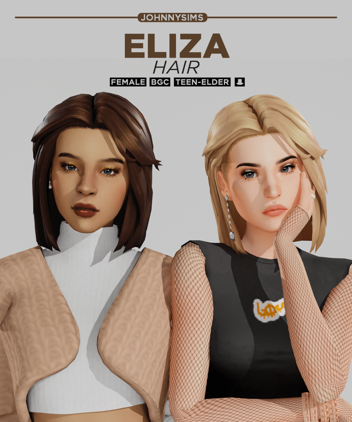 The Sims 4 eliza hair info base game compatible