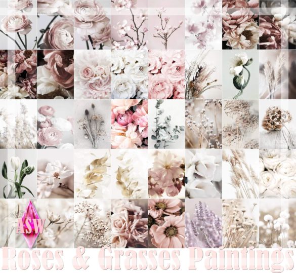 The Sims 4 roses grasses paintings