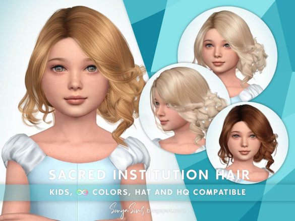 The Sims 4 Sacred Institution hair kids by SonyaSimsCC at TSR