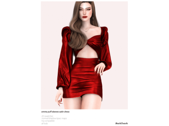 Emma Puff Sleeves Satin Dress