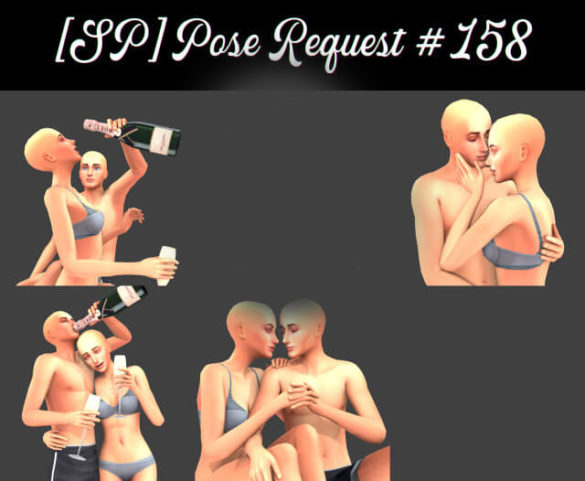 Pose champagne bottle and glass