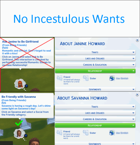 Bug Fix – No Incestulous Wants