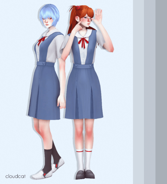 evangelion school uniform the girls