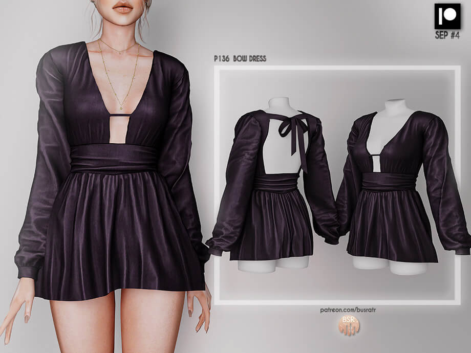 BOW DRESS P136 the sims 4 - Best Sims Mods