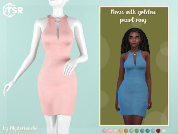 Dress with golden pearl ring