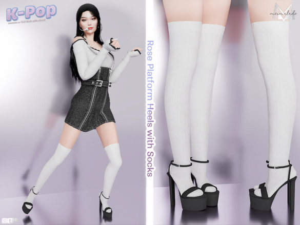 KPOP Collection Rose Platform Heels with Socks