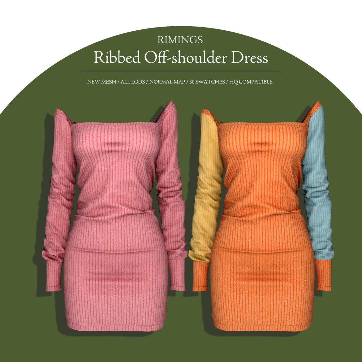 rimings ribbed off shoulder dress full body