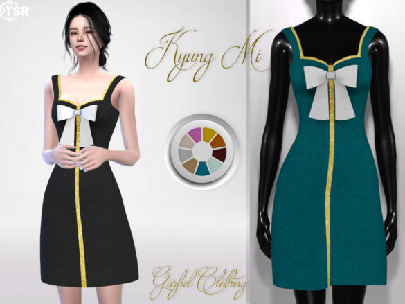 Kyung Mi - Dress with a bow and shiny edging