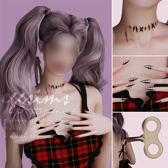2023 Halloween Acc necklace, nails, windup key