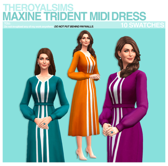 THEROYALSIMS MAXINE TRIDENT MIDI DRESS