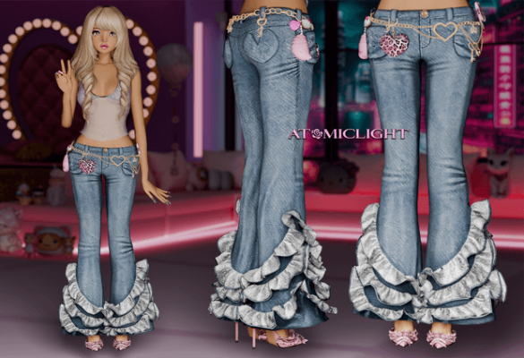 Rose Frill Jeans - Commission