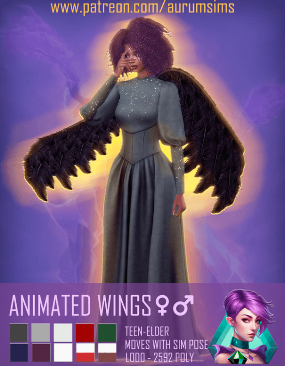 Animated Wings for female and male sims