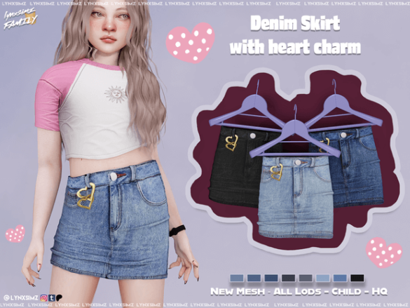 Denim Skirt with Charm Child